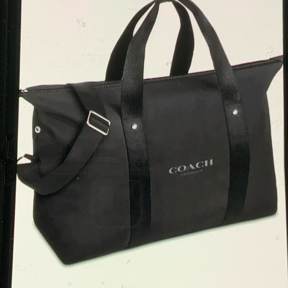 Coach Black Nylon Duffel Bag Overnight Weekender